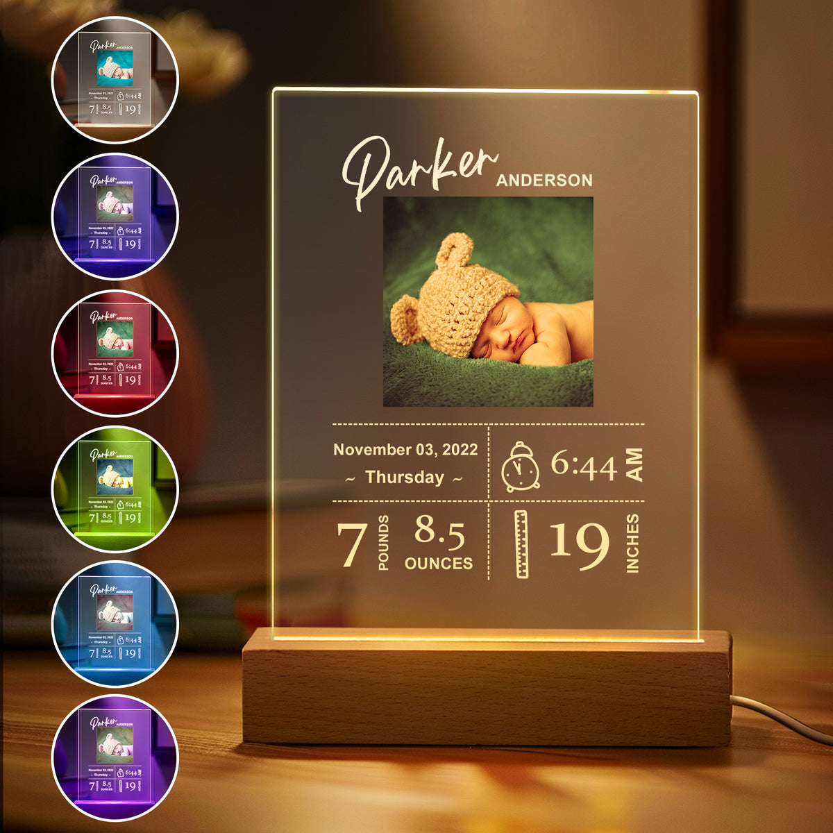 Baby Birth Info Night Light