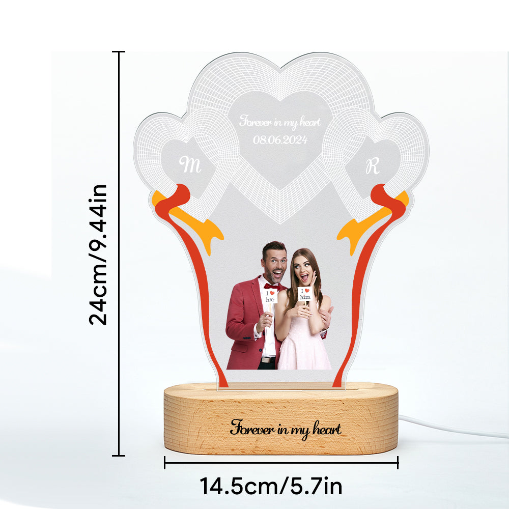 Three-Heart Photo Night Light