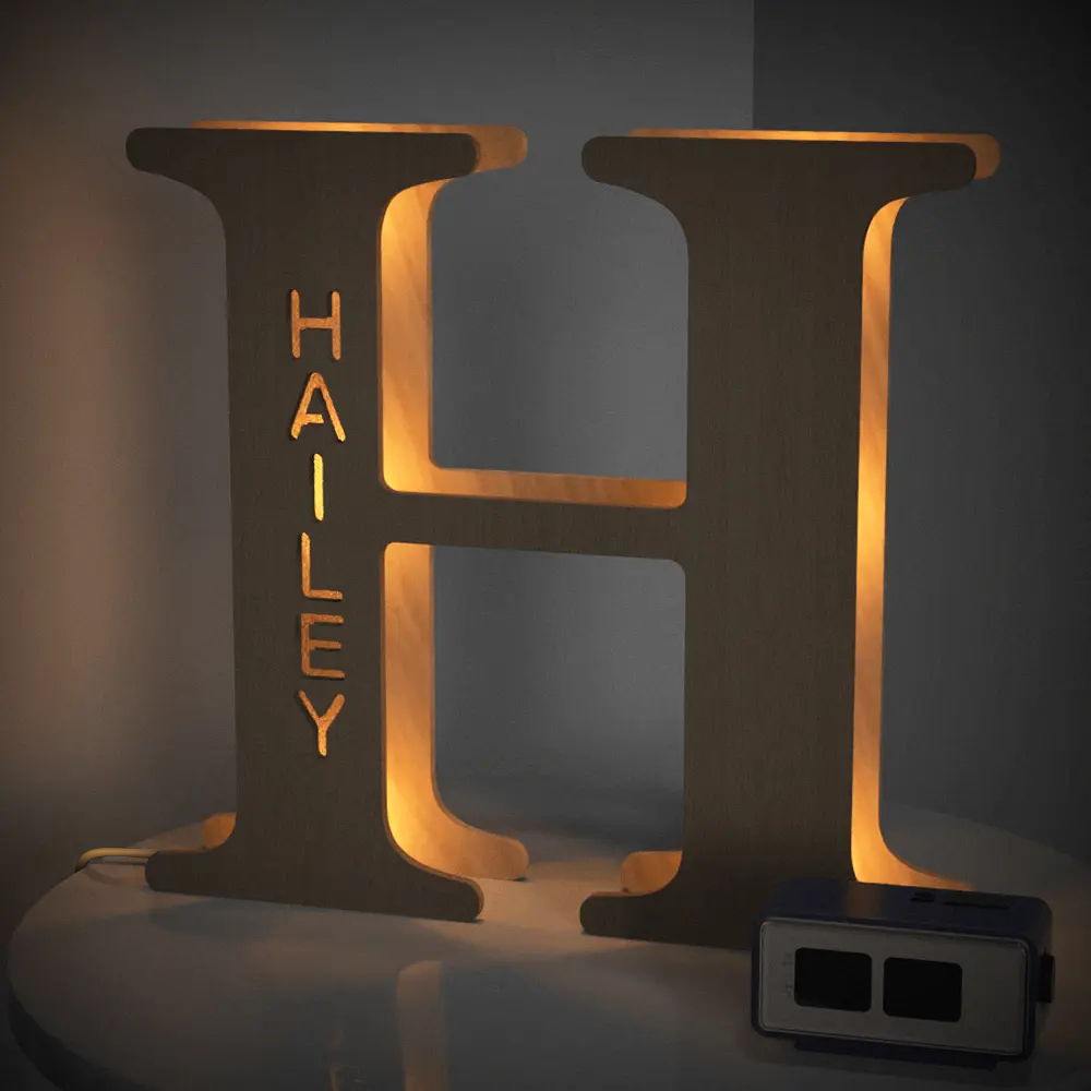 Wooden Letter Name Lamp