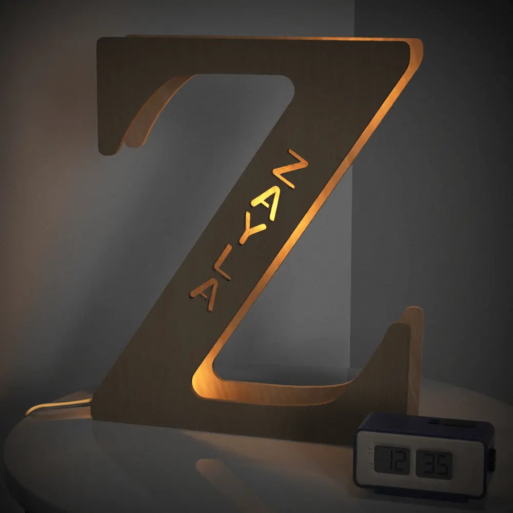 Wooden Letter Name Lamp