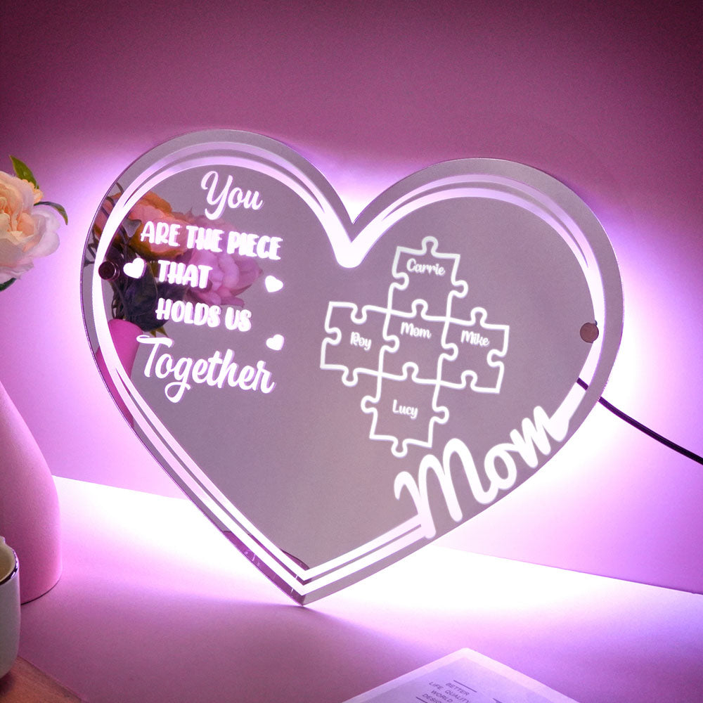 Mom Puzzle Piece Mirror Light