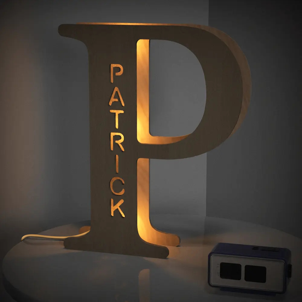Wooden Letter Name Lamp