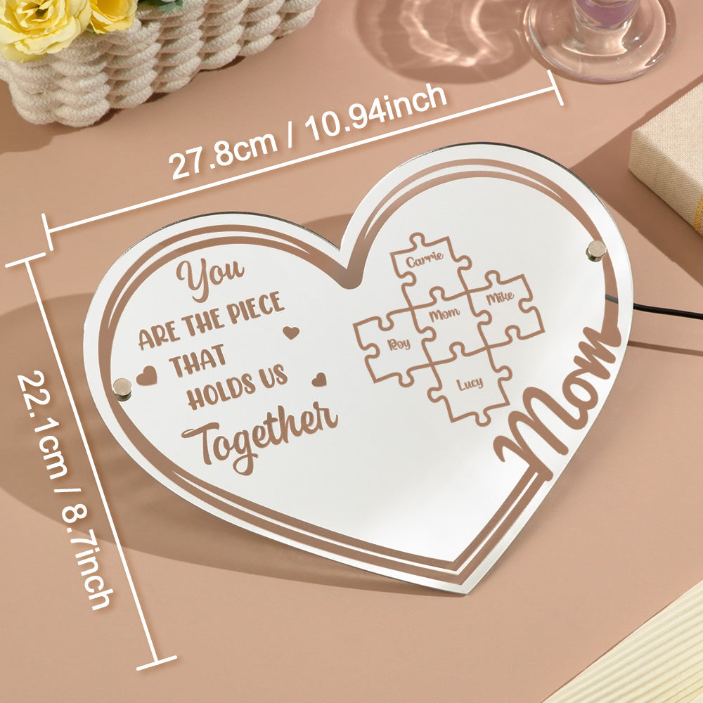 Mom Puzzle Piece Mirror Light