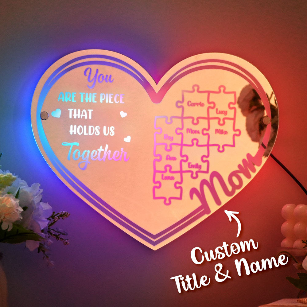 Mom Puzzle Piece Mirror Light
