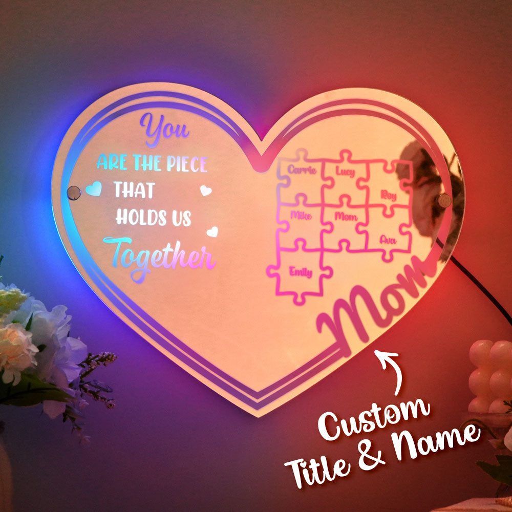 Mom Puzzle Piece Mirror Light