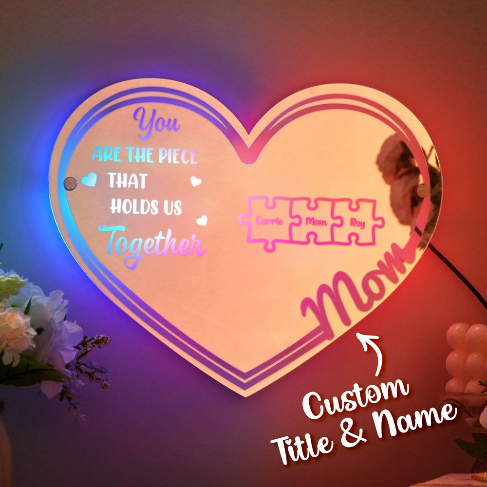 Mom Puzzle Piece Mirror Light