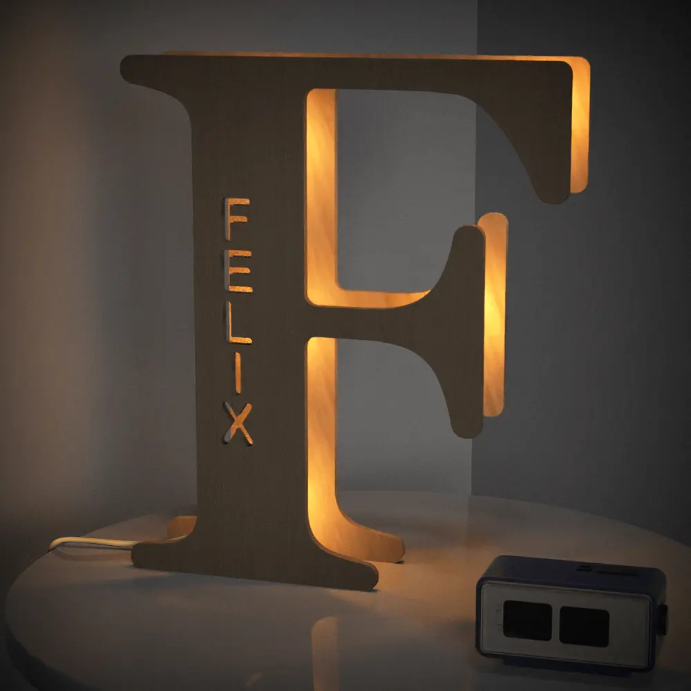 Wooden Letter Name Lamp