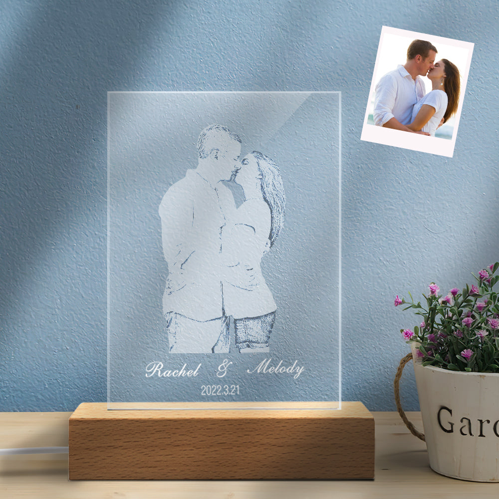 Carved Couple Photo Night Light