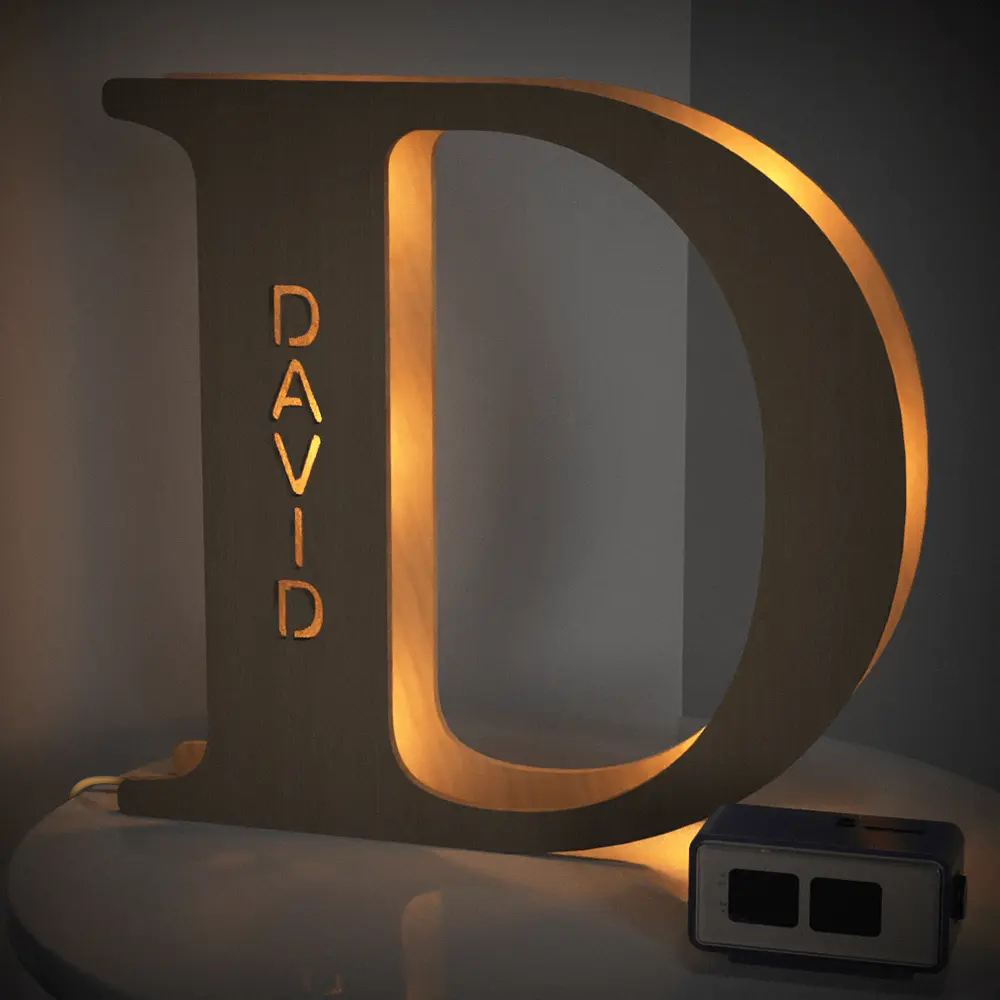 Wooden Letter Name Lamp
