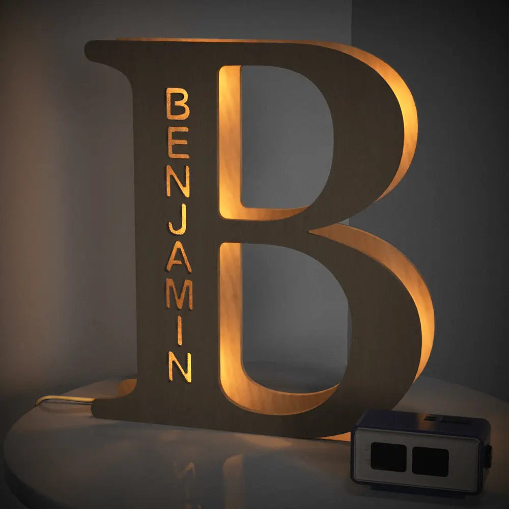 Wooden Letter Name Lamp