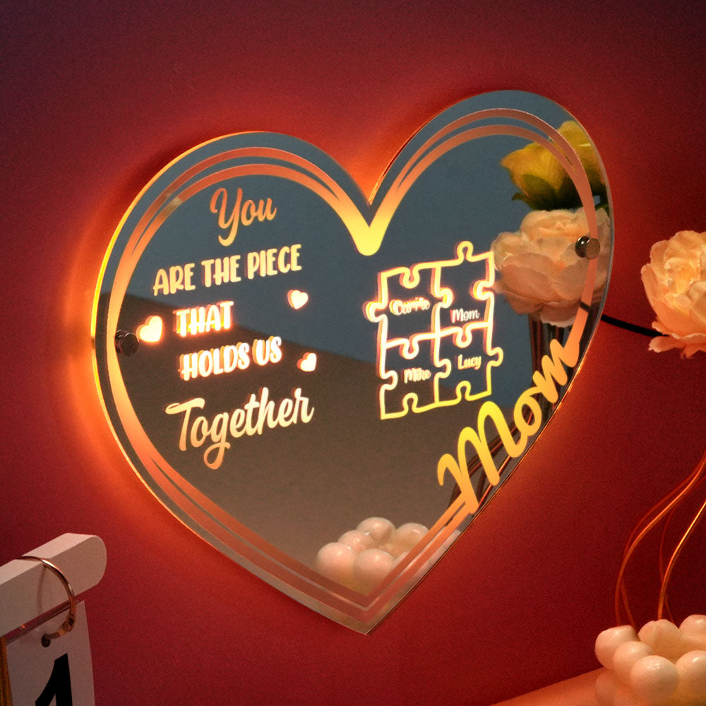 Mom Puzzle Piece Mirror Light