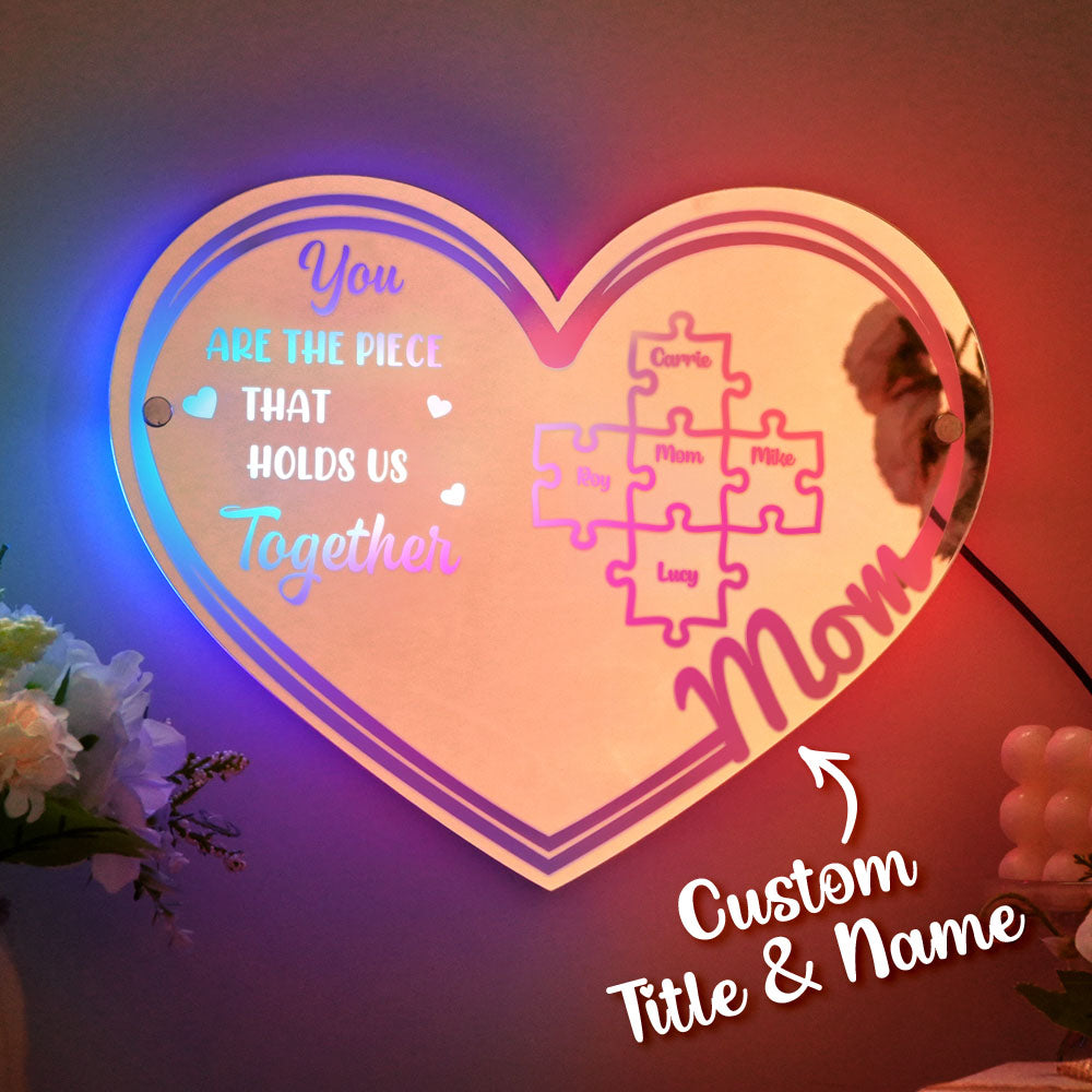 Mom Puzzle Piece Mirror Light