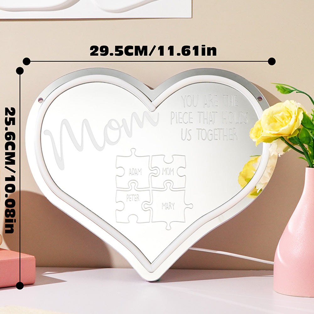 Neon Puzzle Piece Mirror Light