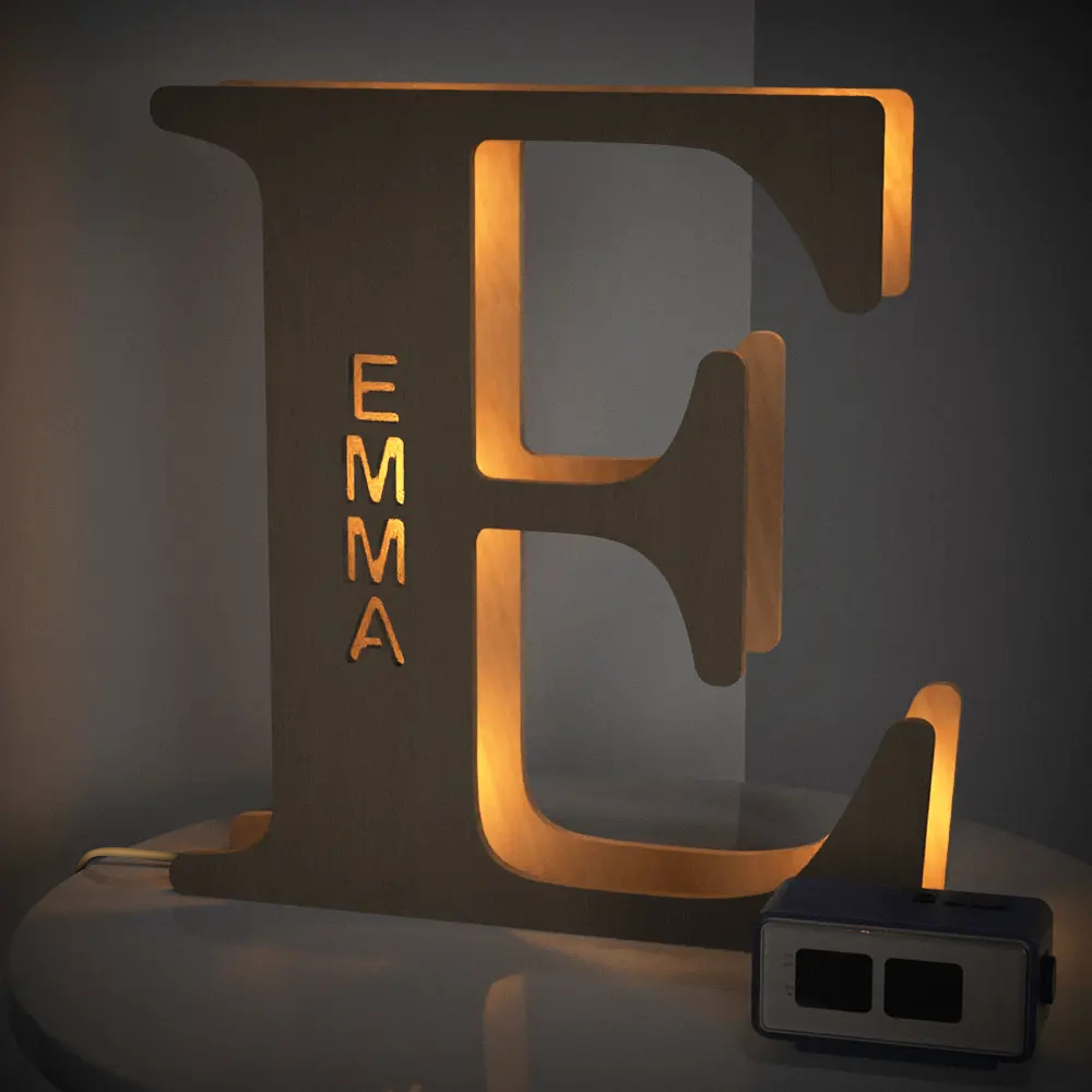 Wooden Letter Name Lamp