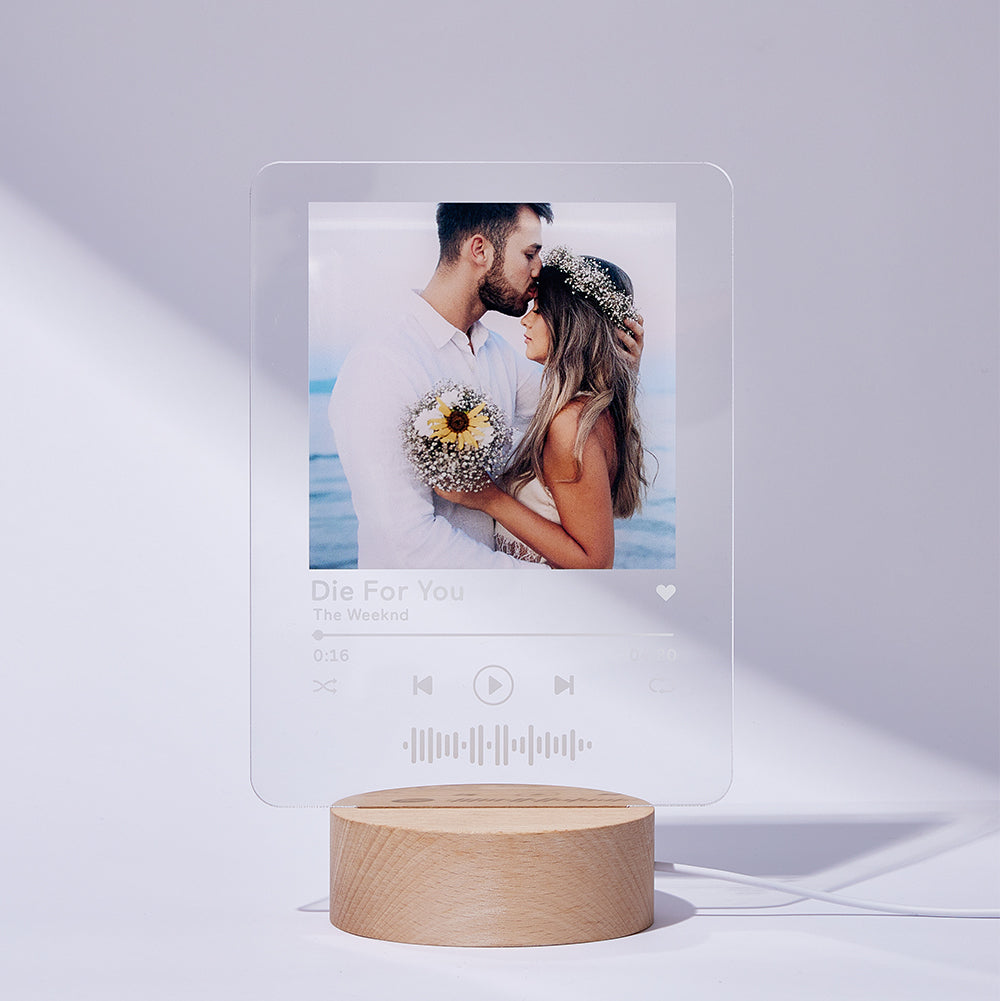 Music Code Wooden Base Night Light