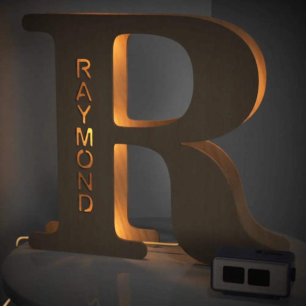 Wooden Letter Name Lamp