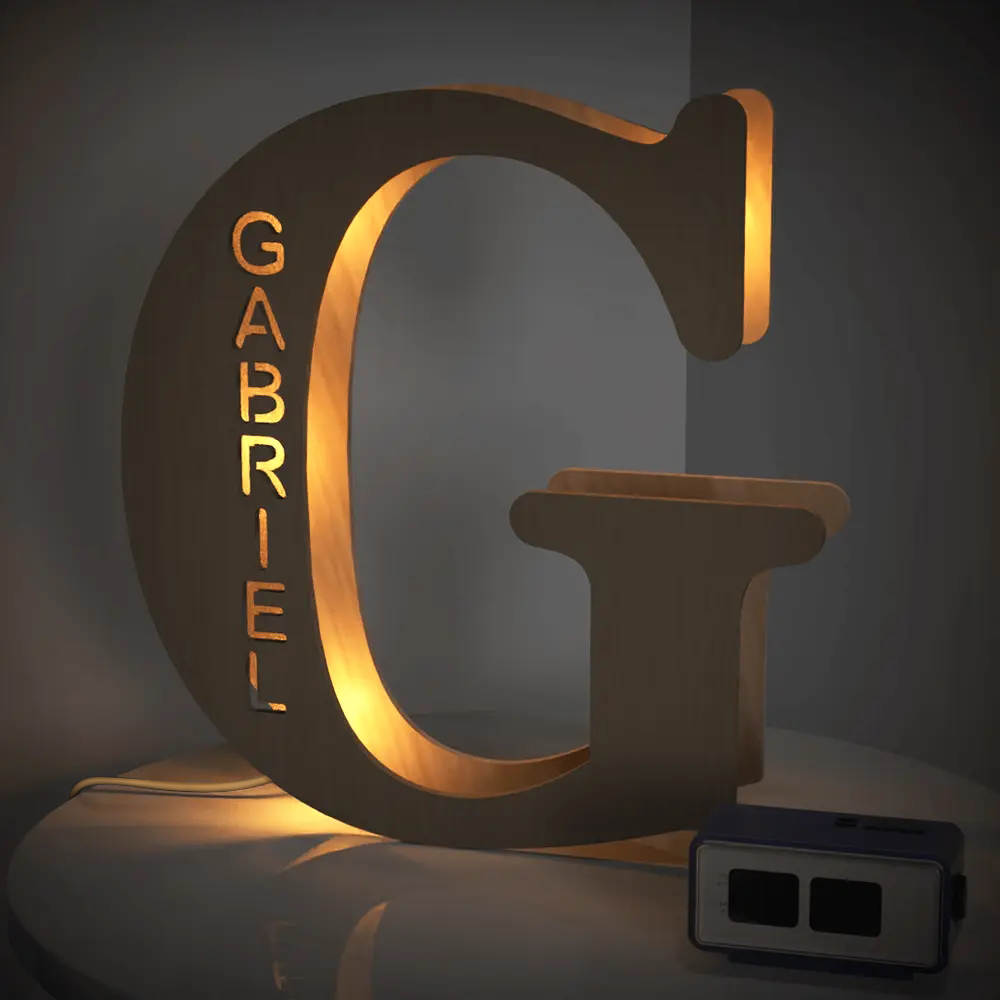 Wooden Letter Name Lamp