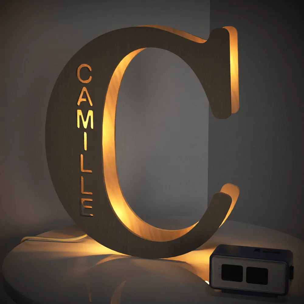 Wooden Letter Name Lamp