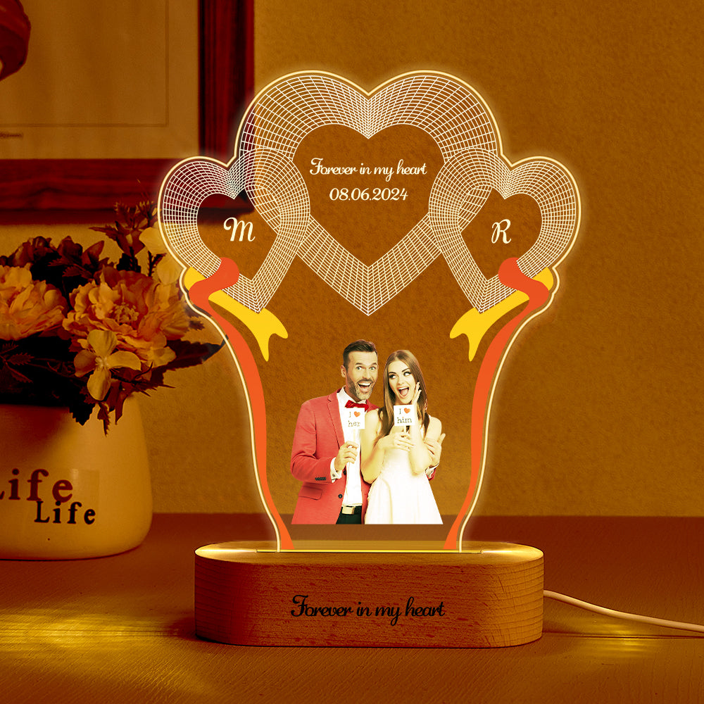 Three-Heart Photo Night Light