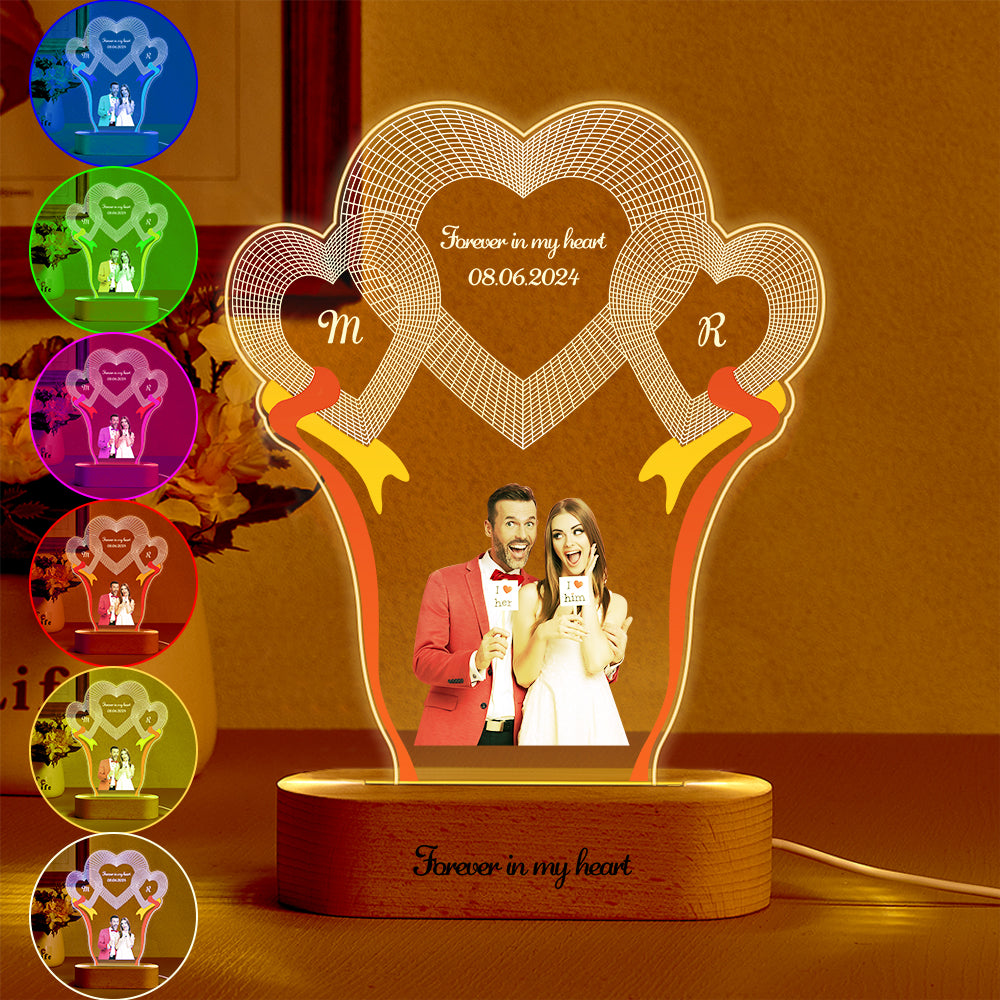 Three-Heart Photo Night Light