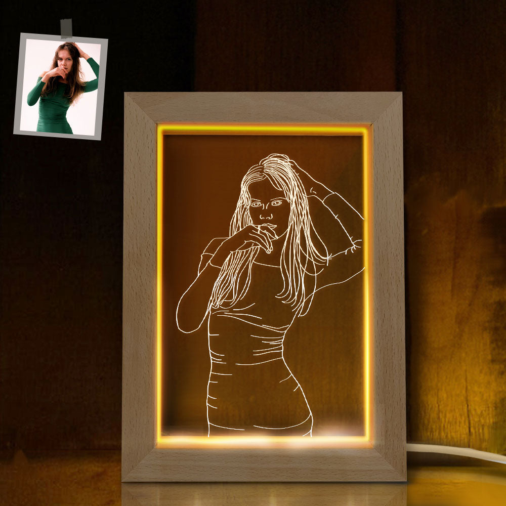 3D Wood Photo Frame Night Light