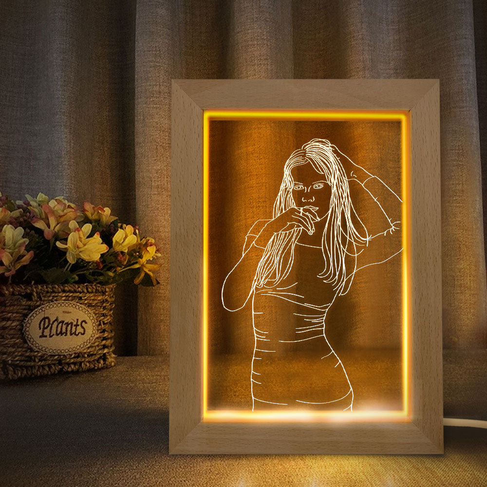 3D Wood Photo Frame Night Light