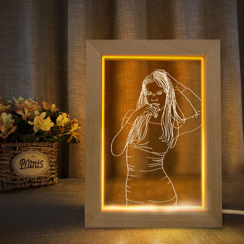 3D Wood Photo Frame Night Light