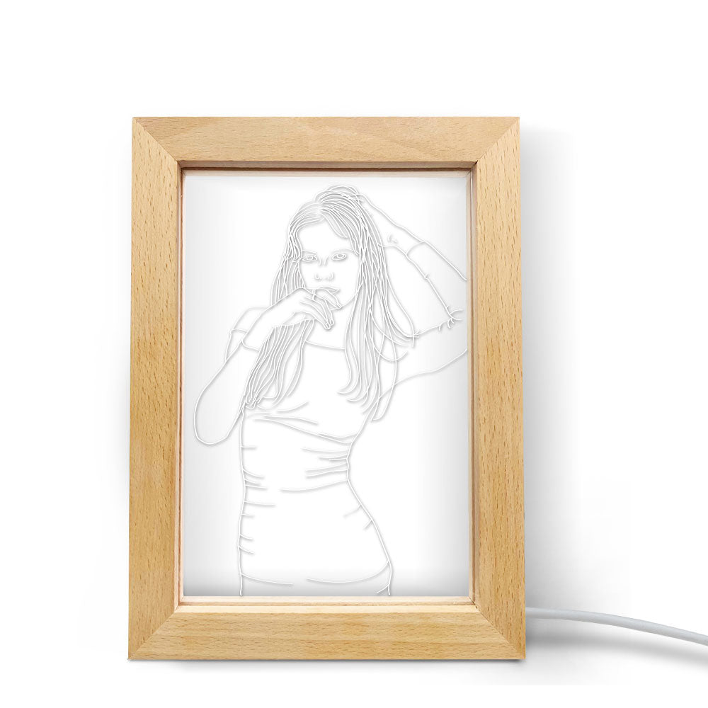 3D Wood Photo Frame Night Light