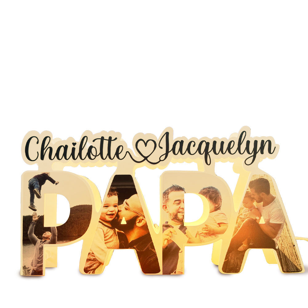 Papa Photo Name Lamp