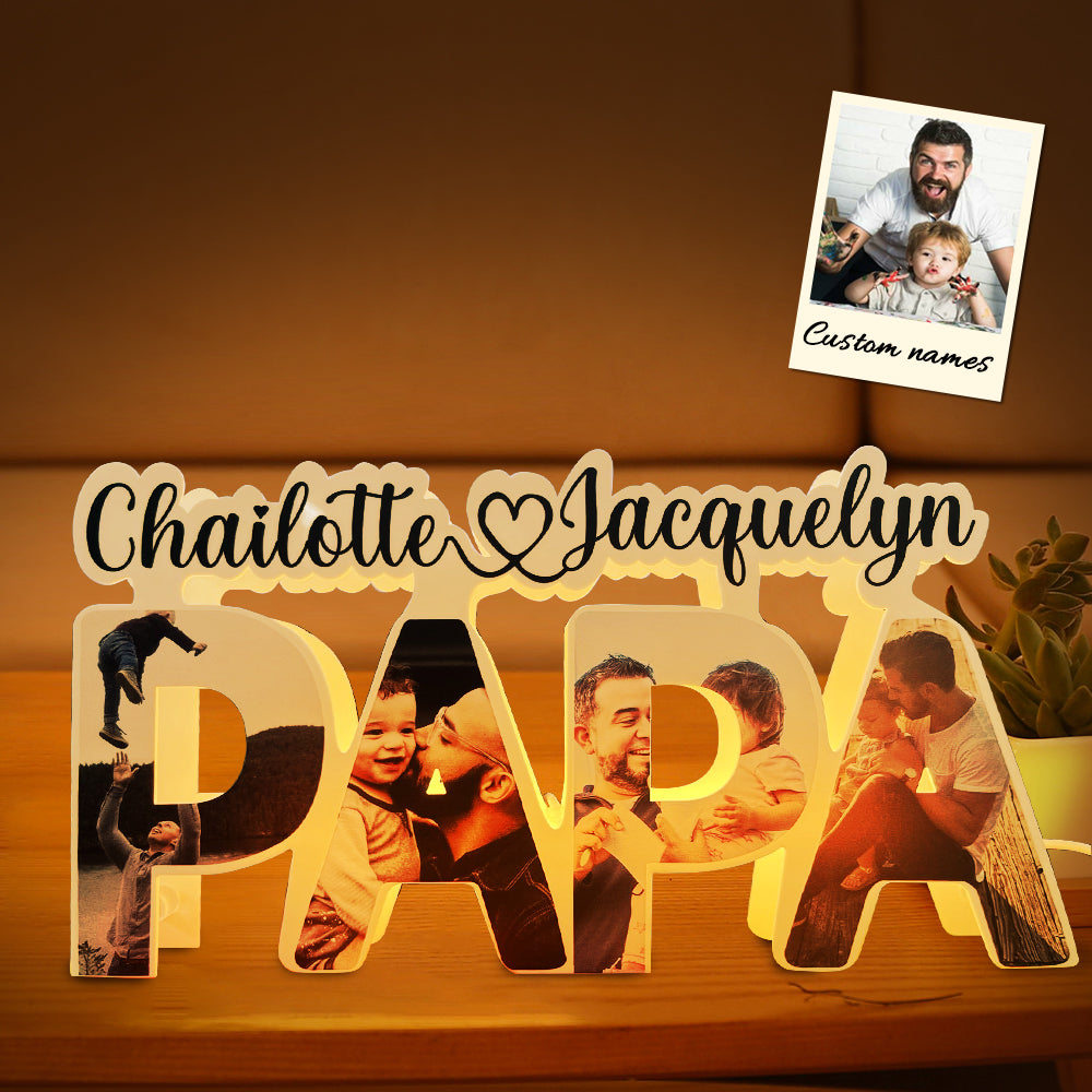 Papa Photo Name Lamp