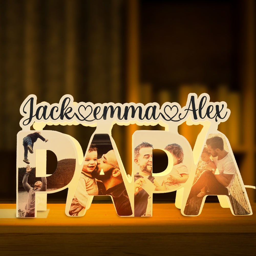 Papa Photo Name Lamp