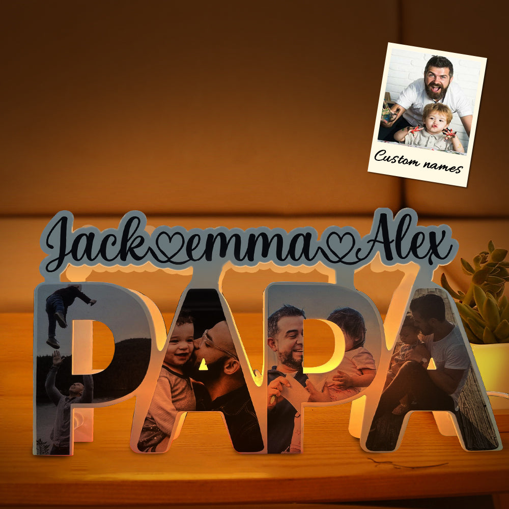 Papa Photo Name Lamp