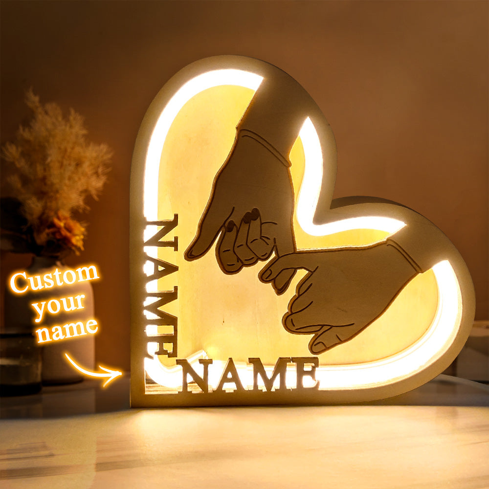 Couple Wooden Heart Lamp