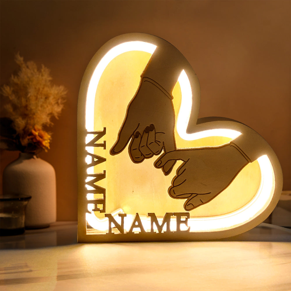Couple Wooden Heart Lamp