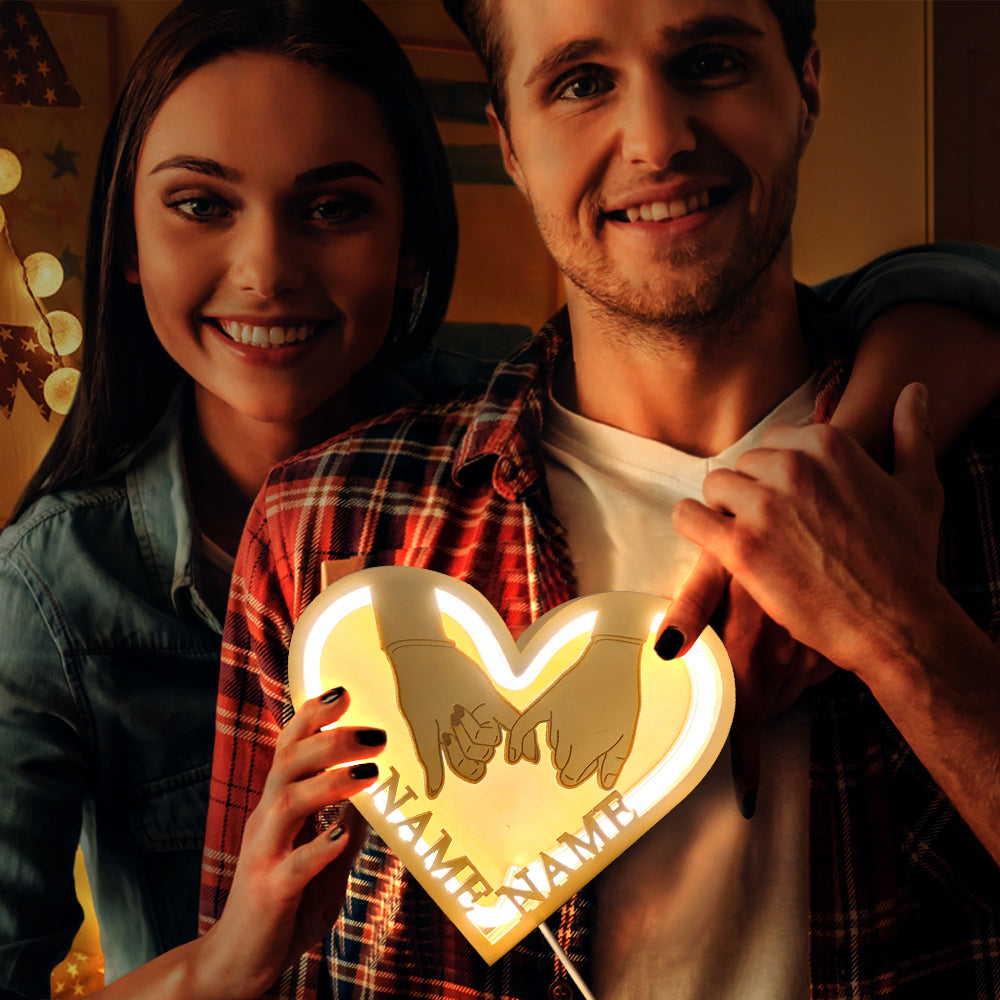 Couple Wooden Heart Lamp