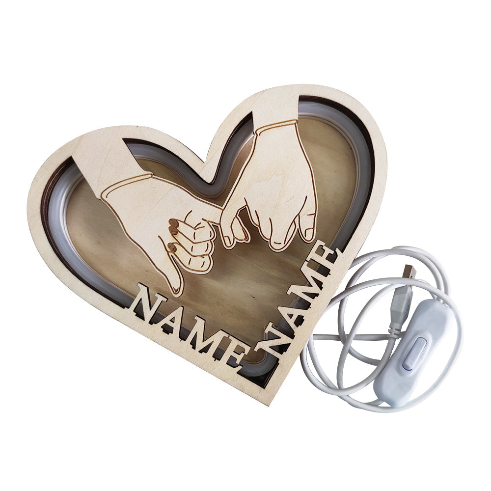Couple Wooden Heart Lamp