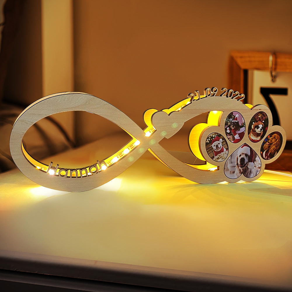 Dog Paw Wood Night Light