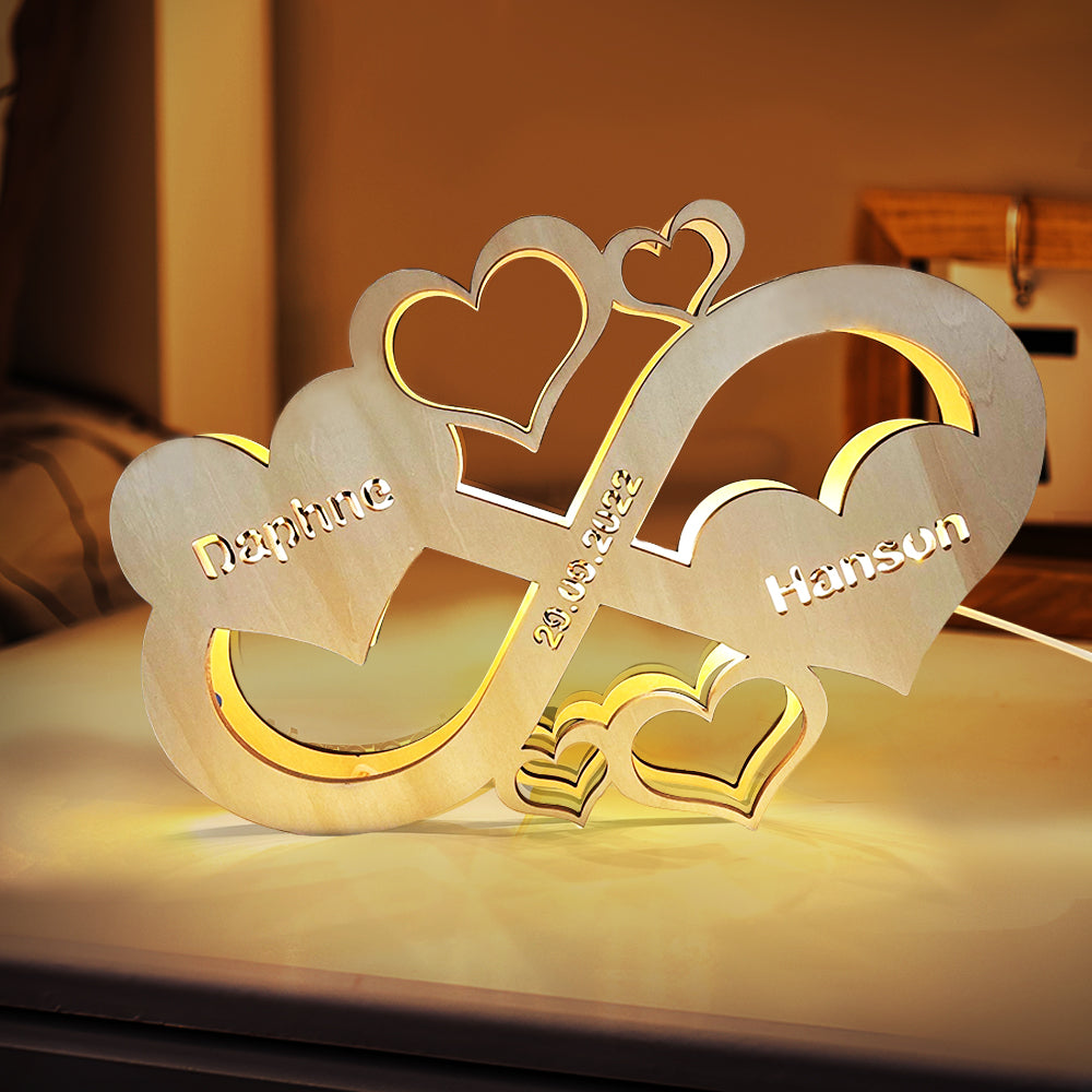 Infinity Heart Wooden Night Light