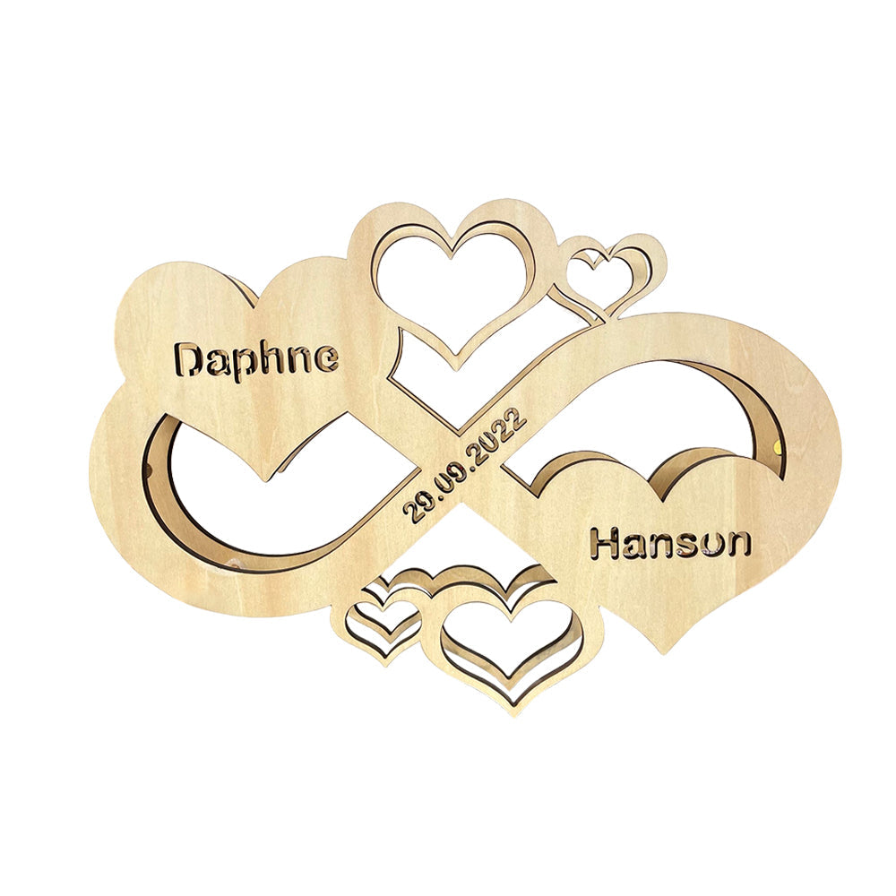 Infinity Heart Wooden Night Light
