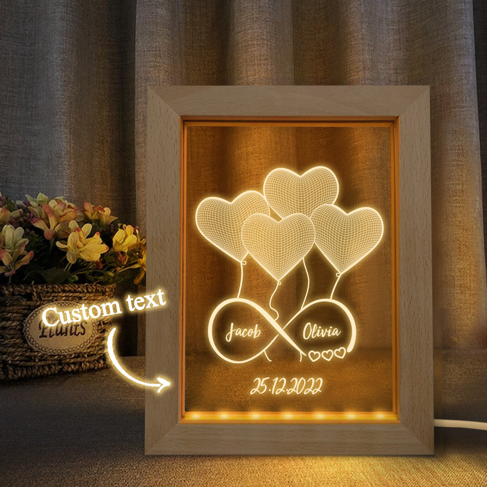 Infinity Heart Wood Frame Lamp