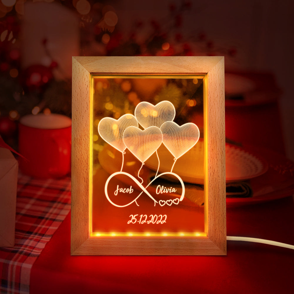 Infinity Heart Wood Frame Lamp