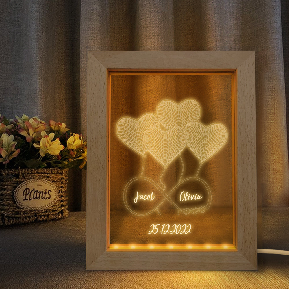 Infinity Heart Wood Frame Lamp