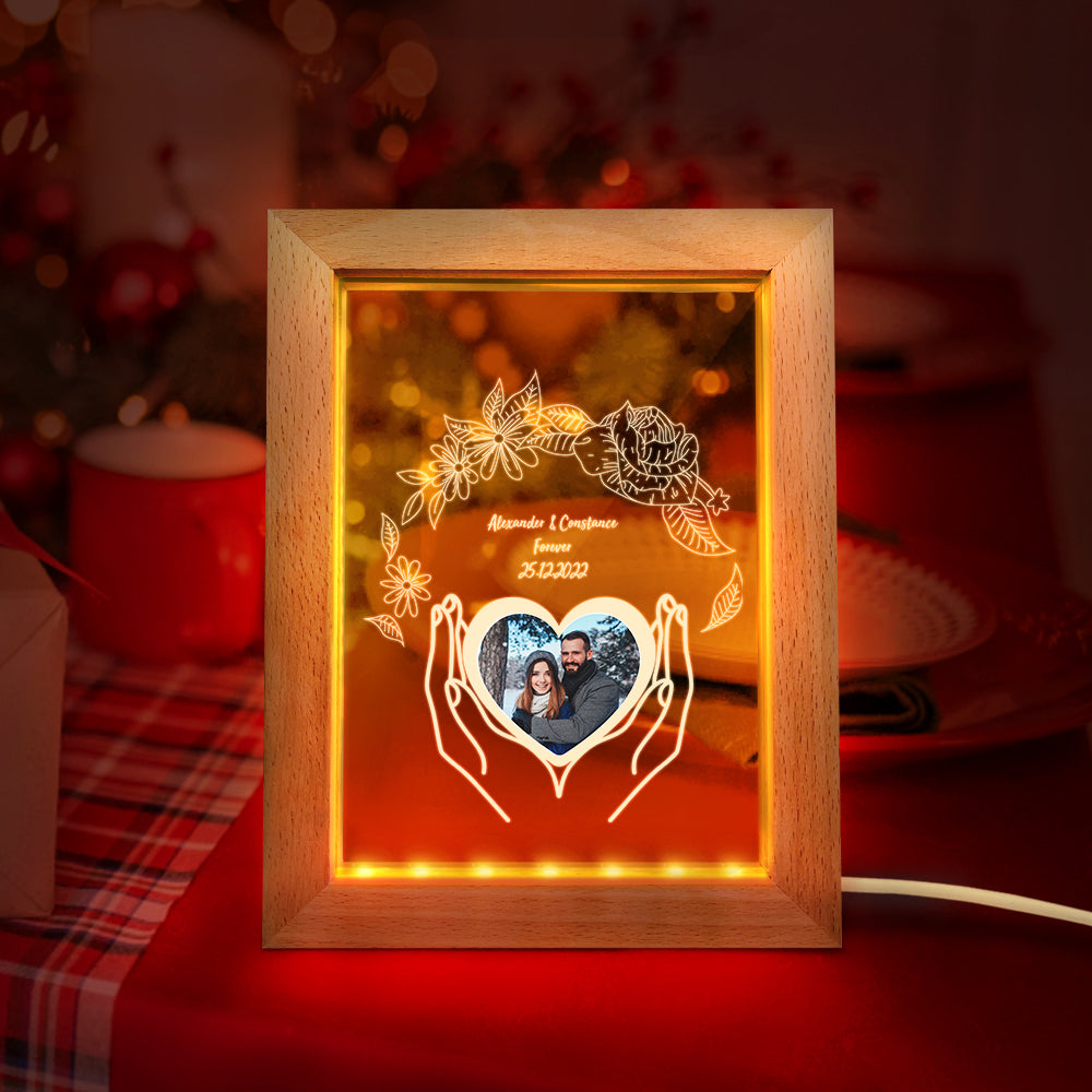 3D Flower Wooden Frame Lamp