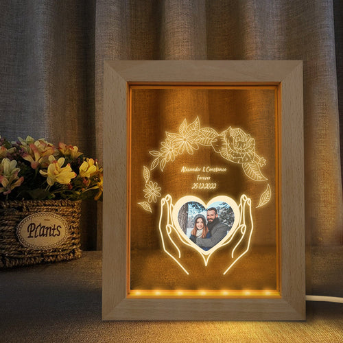 3D Flower Wooden Frame Lamp