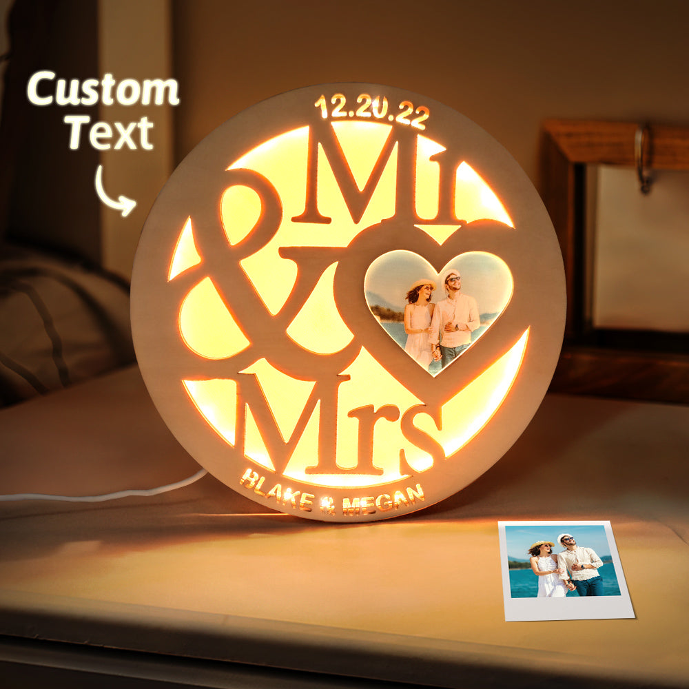 Engraved Photo Wooden Lamp