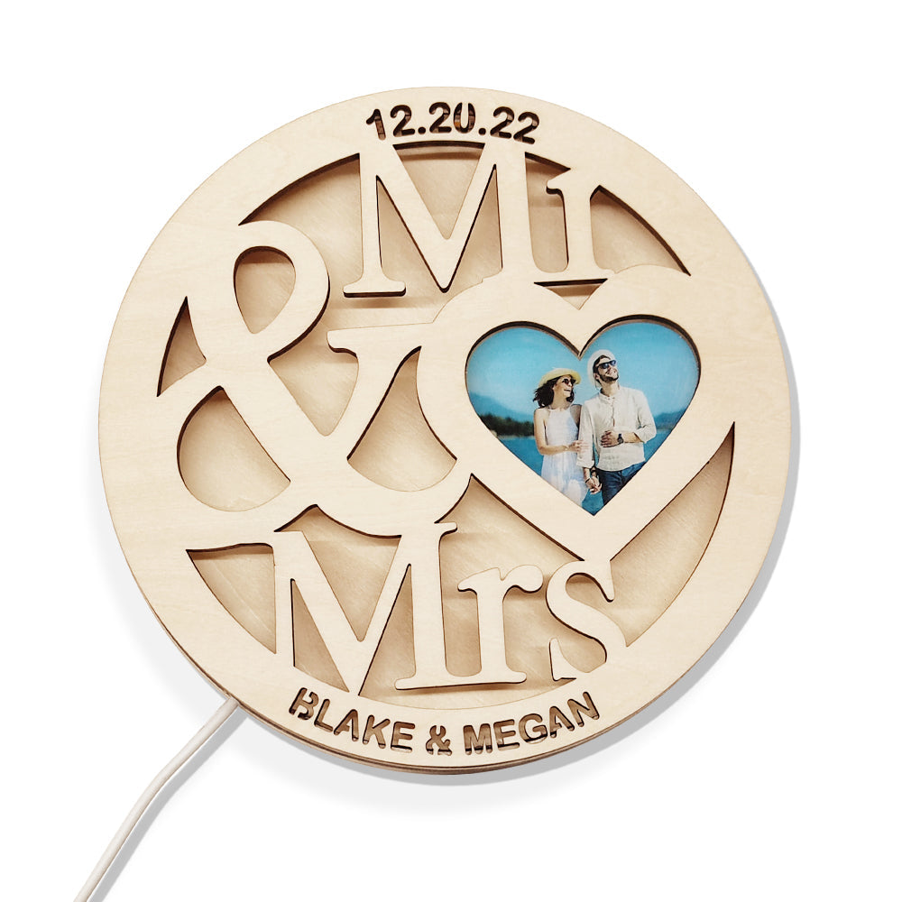 Engraved Photo Wooden Lamp