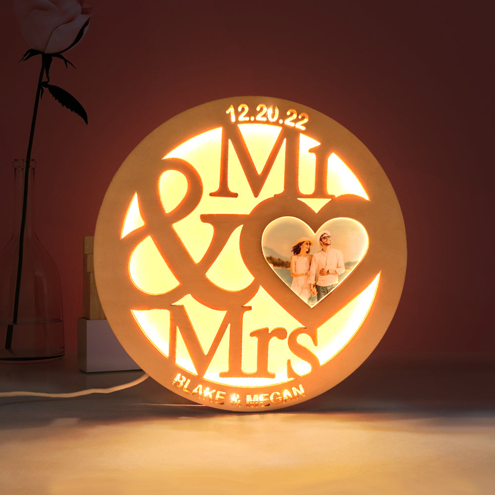 Engraved Photo Wooden Lamp