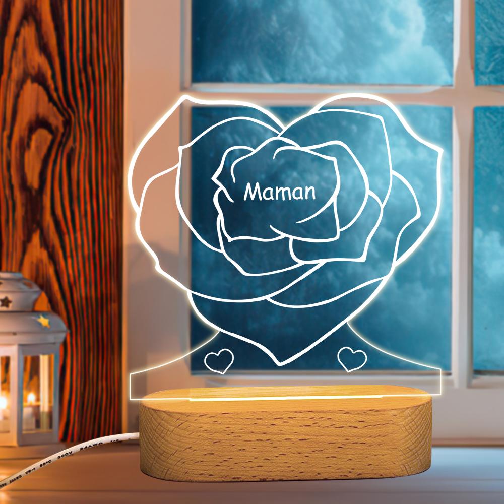 Engraved Rose Night Light
