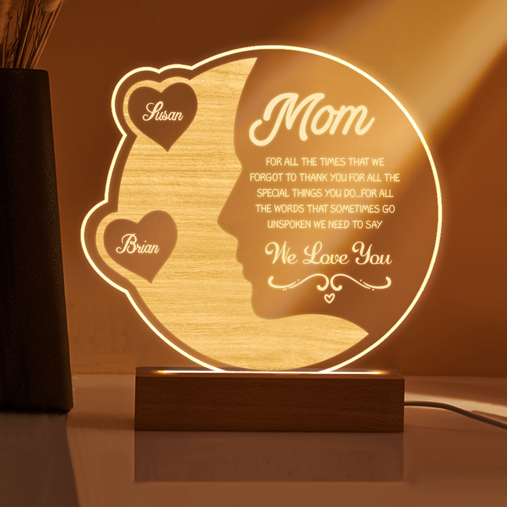 Engraved Crescent Moon Light