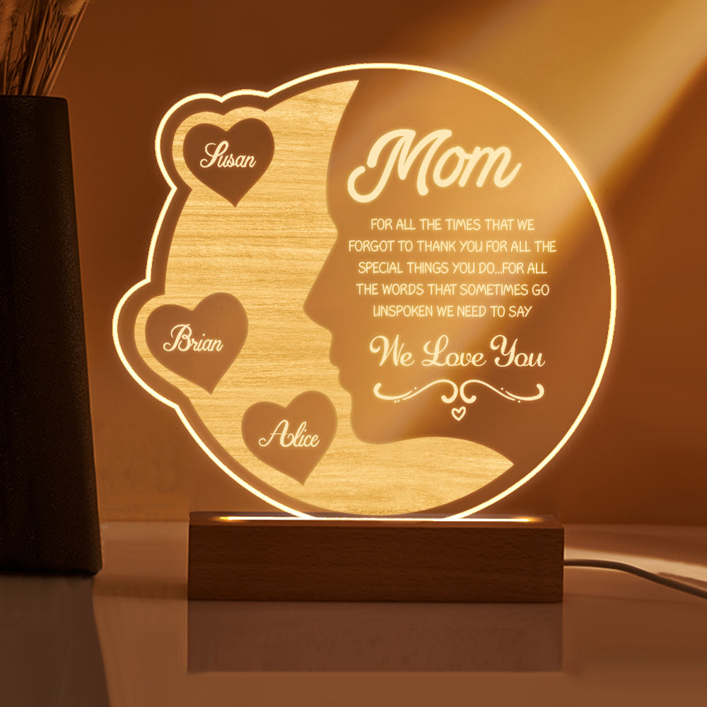 Engraved Crescent Moon Light